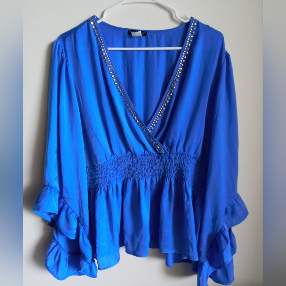 Venus blue 1X blouse - Picture 2 of 8